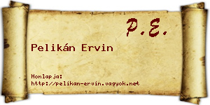 Pelikán Ervin névjegykártya
